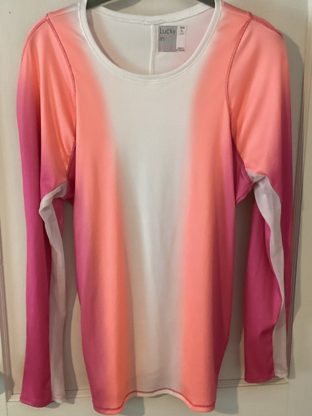 Lucky in Love Pink & Coral Ombre Long Sleeve Performance Top
